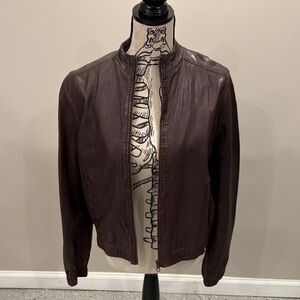 Caslon Dark Brown Leather Jacket NWOT